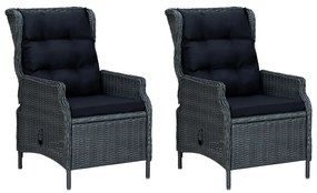 9 pcs conj. jantar exterior c/ almofadões vime PE cinza-escuro