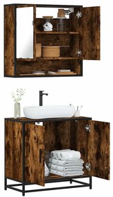 vidaXL 2 pcs conj. móveis casa de banho derivados madeira cor fumado