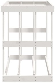 Suporte de lenha p/ exterior 108x52x74 cm pinho maciço branco