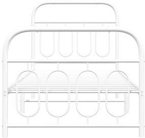 Estrutura de cama com cabeceira e pés 90x190 cm metal branco