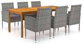 vidaXL 7 pcs conjunto de jantar para jardim cinzento