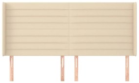 Cabeceira de cama c/ abas tecido 183x16x118/128 cm creme