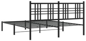 Estrutura de cama em metal com cabeceira 150x200 cm preto