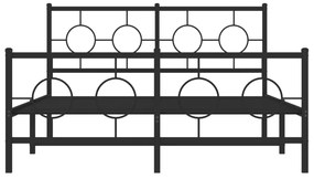 Estrutura de cama com cabeceira e pés 135x190 cm metal preto