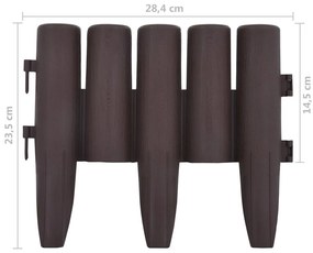 Bordas de relvado 36 pcs 10 m PP castanho