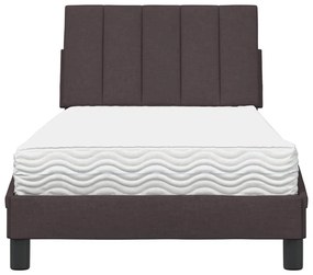 Cama com colchão 90x190 cm tecido castanho-escuro