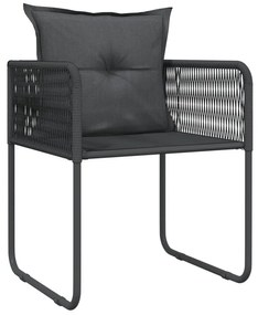 3 pcs conjunto de jantar para jardim preto