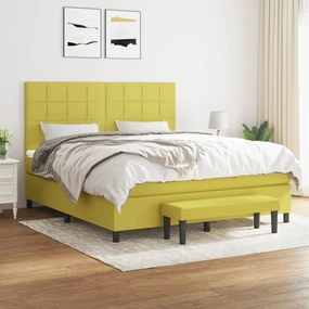 vidaXL Cama com molas/colchão 180x200 cm tecido verde-claro