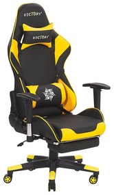Cadeira gaming em pele sintética amarela e preta VICTORY Beliani