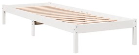 Cama extra longa sem colchão 90x220 cm pinho maciço branco