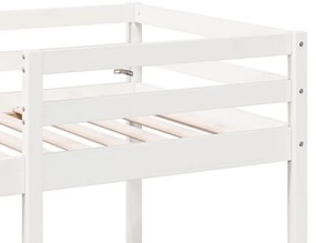 Cama alta c/ secretária/cadeiras 75x190 cm pinho maciço branco