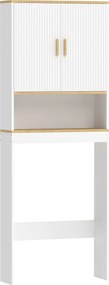 HOMCOM Móvel Sobre Sanita para Casa de Banho de 3 Níveis com Prateleira Aberta 2 Portas e Prateleira Ajustável 64x20x170,5 cm Branco | Aosom Portugal