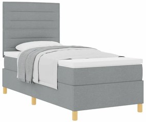 Cama Box Spring com Colchão Cinza Claro 100x200 cm Tecido
