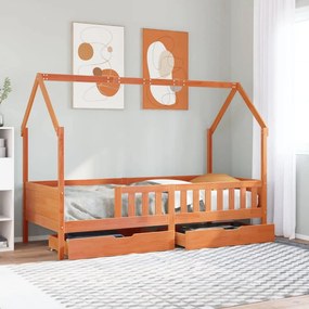 Estrutura de cama infantil c/ gavetas 90x200 cm pinho maciço