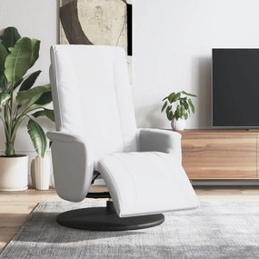 Cadeira reclinável com apoio de pés couro artificial branco