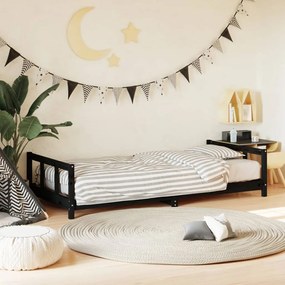 vidaXL Estrutura de cama infantil 90x190 cm pinho maciço preto
