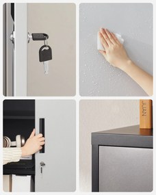 Armário de escritório com 2 portas em aço 40,2 x 80,1 x 99 cm prateado-preto