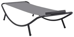 Espreguiçadeira de jardim 200x90 cm aço cinzento