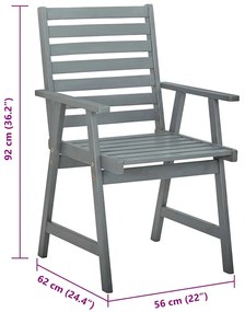 Cadeiras de jantar p/ jardim 3 pcs c/ almofadões acácia maciça