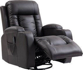 Cadeira reclinável com massagem e aquecimento, cadeira de relaxamento, encosto ajustável, giratória a 360°, 82 x 99 x 103 cm, castanho