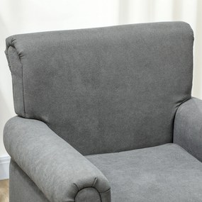 Poltrona Estofada em Tecido Poltrona Relax com Apoio para os Braços Assento Amovível e Lavável Pés de Madeira 79x78x87 cm Cinza Escuro