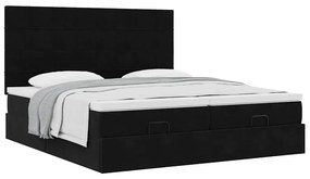 Estrutura de cama otomana com colchões 160x200 cm veludo preto