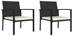 3 pcs conjunto de jantar para jardim vime PE preto