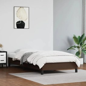 Estrutura de cama 90x200 cm couro artificial castanho