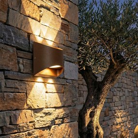 Candeeiro de parede exterior moderno castanho ferrugem com LED 2-luzes IP54 - Mal