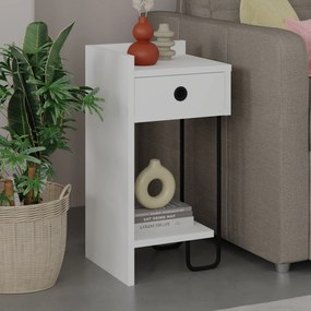 Mesa de Cabeceira Sirius Left – Branco – 32x61x30 cm