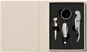 Acessórios para vinho com caixa para livros The Essentials, conjunto de 4