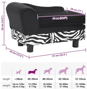 Sofá para cães 57x34x36 cm pelúcia preto