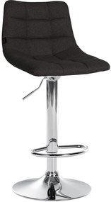 Conjunto de 2 bancos altos Jerry em tecido com estrutura cromada 87-108,5 x 43 x 46,5 cm Preto