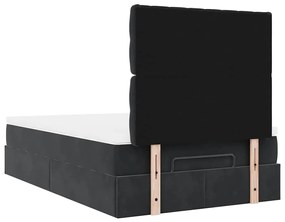 Estrutura de cama otomana com colchões 120x200 cm veludo preto