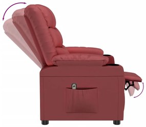Poltrona reclinável elétrica couro artificial vermelho tinto