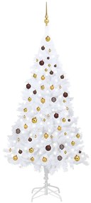 vidaXL Árvore Natal artificial pré-iluminada c/ bolas PVC branco
