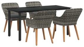 vidaXL Conjunto de Jantar para Jardim 5 pcs Cinzeto vime PE