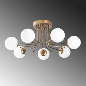 Chandelier Daisy – Dourado e Branco – 90 x 90 cm