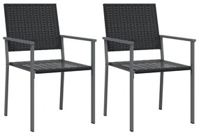 3 pcs conjunto de jantar p/ jardim vime PE e aço