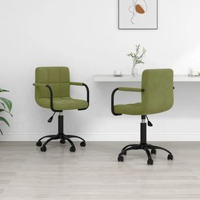 vidaXL Cadeiras de jantar giratórias 2 pcs veludo verde-claro