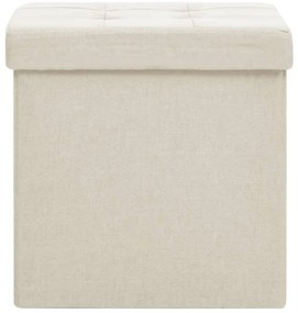 Bancos de arrumação dobráveis 2 pcs linho falso branco nata