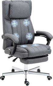 Vinsetto Cadeira de Escritório com 6 Pontos de Massagem com Vibração Reclinável com Altura Ajustável 65x61x101-113 cm Cinza | Aosom Portugal