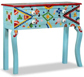 vidaXL Mesa consola madeira mangueira maciça azul pintada à mão