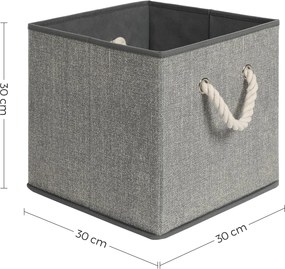 Conjunto de 3 Caixas de tecido sem tampa 30 x 30 x 30 cm, cinzentas