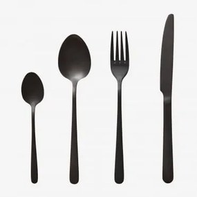 Conjunto De Talheres De 16 Peças Em Aço Inoxidável Sornia Preto - Sklum