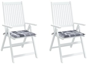 Almofadões cadeiras jardim 2pcs tecido oxford xadrez cinzento