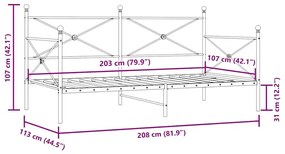 Cama de Dia sem Colchão 107x203 cm aço branco
