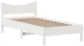 Cama sem colchão 90x200 cm madeira de pinho maciça branco