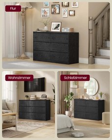 Cómoda Kailyn com seis gavetas para quarto 40 x 119,4 x 75 cm Preto