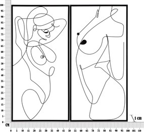 PAINEL DE PAREDE DE FERRO CORPO SIMPLES CONJUNTO 2 PEÇAS CM 50X1X100 PRETO